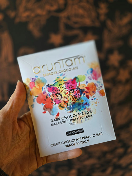 Aruntam Peru Marañón Pure Nacional 70% dark chocolate bar, photographed at Curate