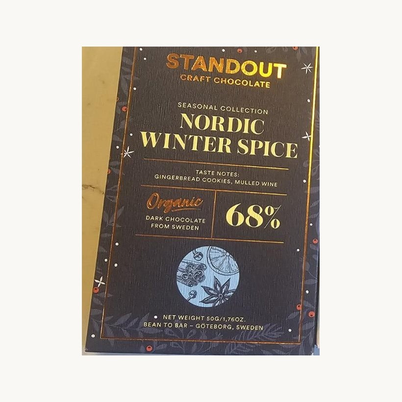 Standout Nordic Winter Spice 68% chocolate bar — seasonal collection